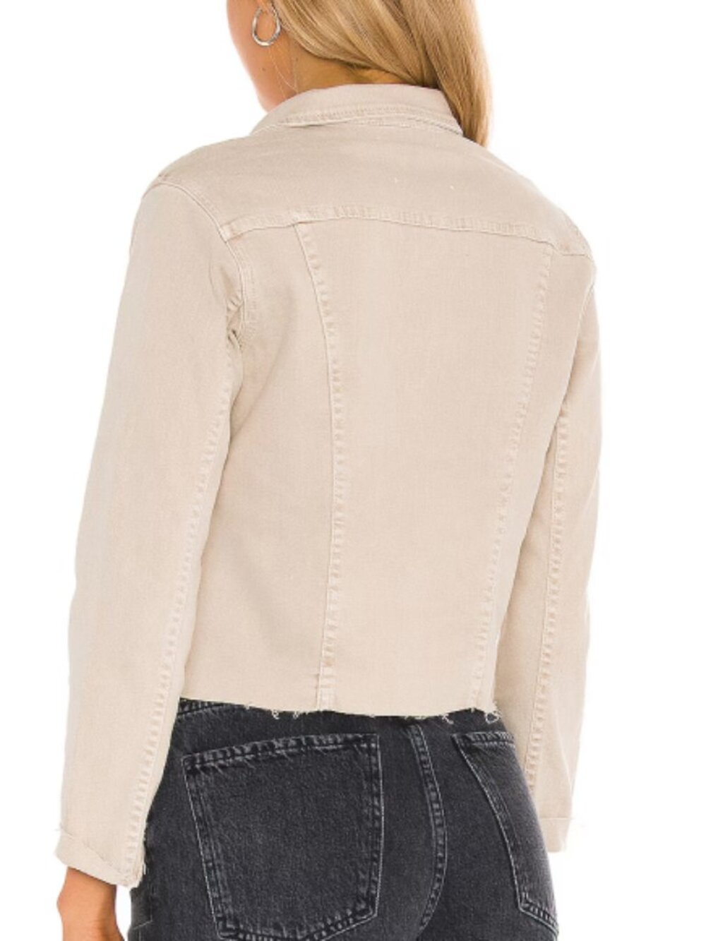 L'AGENCE 'Janelle' Stretch-Cotton Denim Slim Jacket, Biscuit - Picture 3 of 3